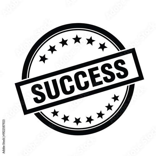 Vector illustration icon black and white success stamp with stars