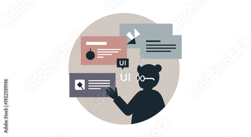 Graphic designer working on user interface elements and layouts.