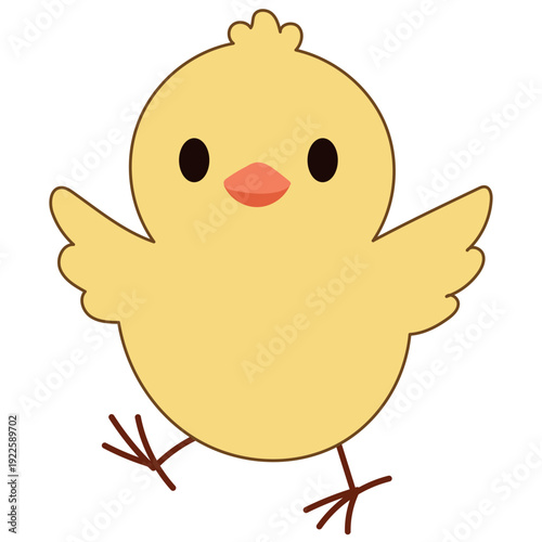 Cute Chick Icon. Lovely Easter Holiday Mascot. Cartoon Chicken Character Isolated on Background. Funny Childish Drawn Chick Bird Portrait for Ester Party Greeting card Decoration.