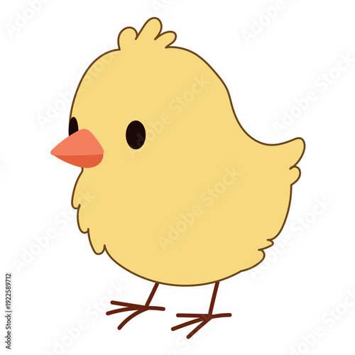 Cute Chick Icon. Lovely Easter Holiday Mascot. Cartoon Chicken Character Isolated on Background. Funny Childish Drawn Chick Bird Portrait for Ester Party Greeting card Decoration.