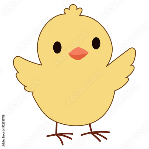 Cute Chick Icon. Lovely Easter Holiday Mascot. Cartoon Chicken Character Isolated on Background. Funny Childish Drawn Chick Bird Portrait for Ester Party Greeting card Decoration.