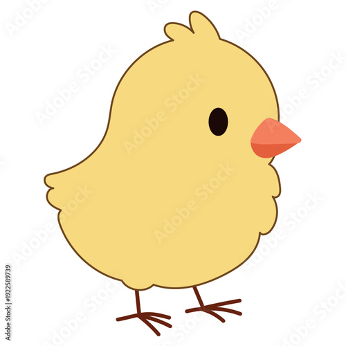 Cute Chick Icon. Lovely Easter Holiday Mascot. Cartoon Chicken Character Isolated on Background. Funny Childish Drawn Chick Bird Portrait for Ester Party Greeting card Decoration.