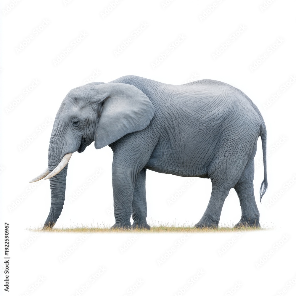 Fototapeta premium Majestic African Elephant Grazing in Natural Habitat with Grace and Power