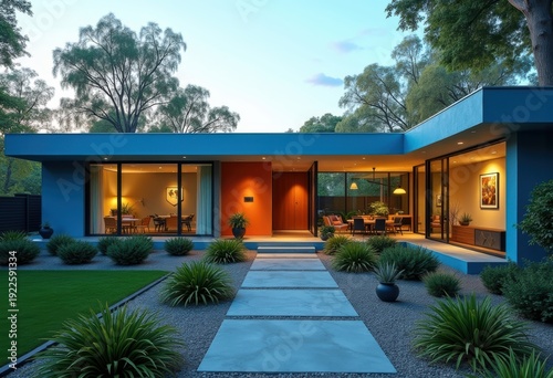 Wallpaper Mural Iconic Midcentury Modern Home Flat Roof Large Window Design Bold Geometry Bright Atmosphere Torontodigital.ca