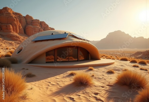 Wallpaper Mural Innovative Earthbag Structure in Arid Desert Oasis Sporting Solar Collectors Torontodigital.ca