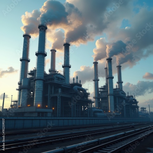 Wallpaper Mural Massive Industrial Steel Factory Smoke Stacks Pipes Contrast Grity Urban Scene Torontodigital.ca