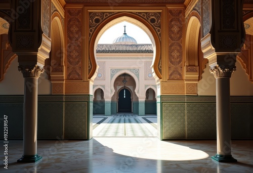 Wallpaper Mural Moorish Palace Horseshoe Arches Mosaic Tiles Ornate Courtyard Colorful Detail Historic Patterns Torontodigital.ca