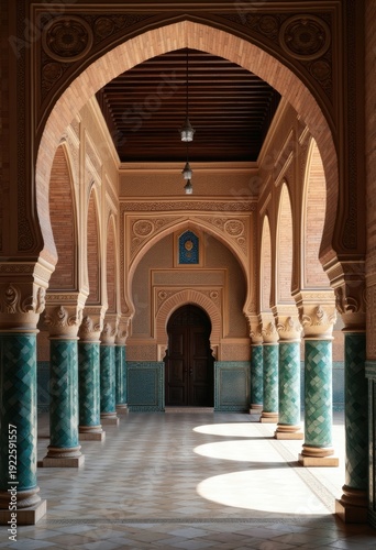 Wallpaper Mural Moorish Palace Mosaic Tiles Horseshoe Arches Granular Brickwork Ornate Design Flourishes Vibrant Patterned Spaces Tranquility Torontodigital.ca