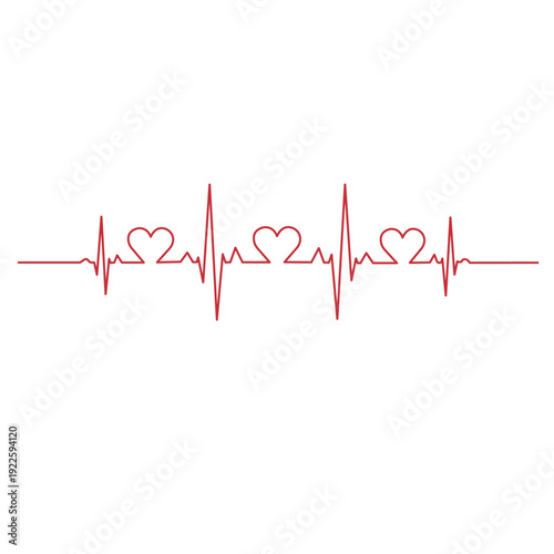 A stylized illustration of a heartbeat line with hearts, symbolizing love and health