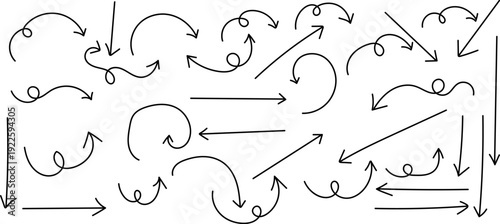 A complex diagram of various arrows and curved lines on a white background