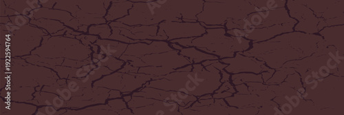 Brown cracked earth background, earthy texture. The background features deep brown tones with a rugged, cracked pattern throughout