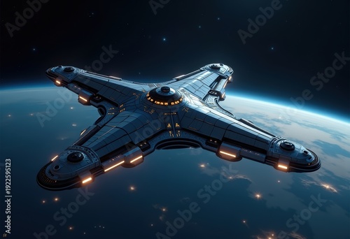 Wallpaper Mural Futuristic Space Station Orbiting Earth High-Tech Cosmic Design Advanced Interfaces Torontodigital.ca