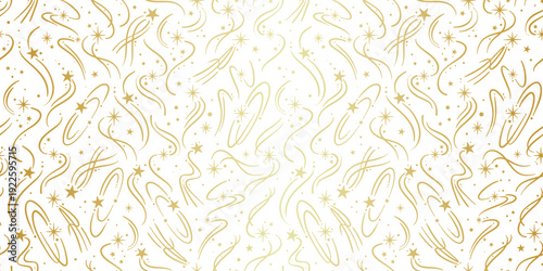 Gold gradient shooting stars seamless vector pattern overlay banner background