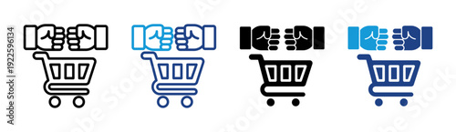 Shopping Basket icon set multiple style collection