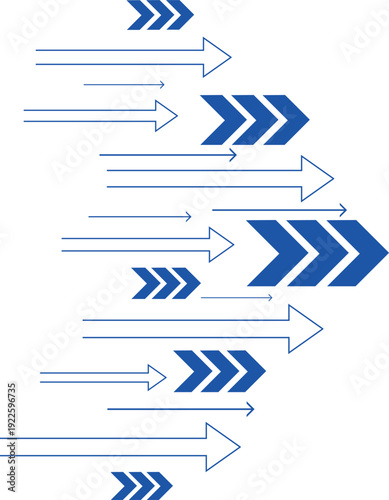Blue Arrows Moving Forward Concept