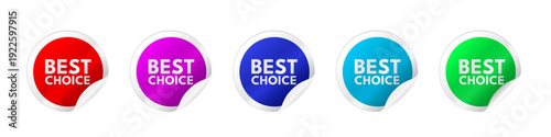 Set of colorful best choice stickers, vector illustration