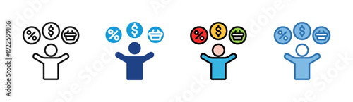Financial Growth icon set multiple style collection