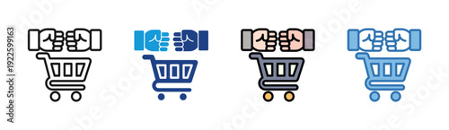 Shopping Basket icon set multiple style collection