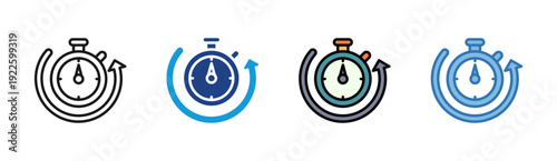 Time Management icon set multiple style collection