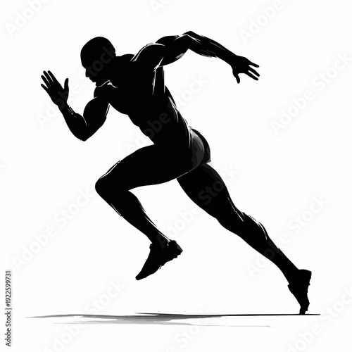 Dynamic silhouette vector of black athlete sprinting in a black vector silhouette