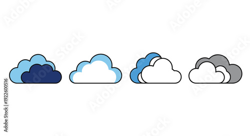 Cloud Line art soft tone color illustration