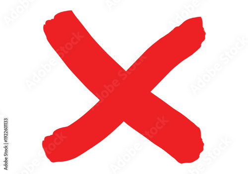 Red Cross Mark PNG Isolated on Transparent Background – Hand Drawn X Symbol