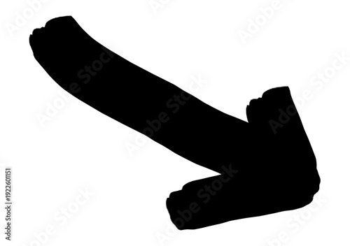 Black Hand Drawn Arrow PNG Isolated on Transparent Background – Brush Direction Arrow