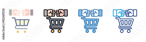 Shopping Basket icon set multiple style collection