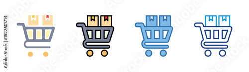 Shopping Cart icon set multiple style collection
