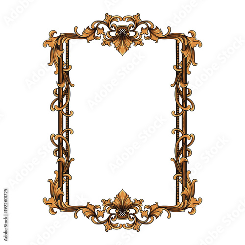 decorative vintage frame border with floral ornament illustration art