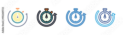Time Management icon set multiple style collection