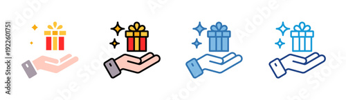 Gift Reward icon set multiple style collection