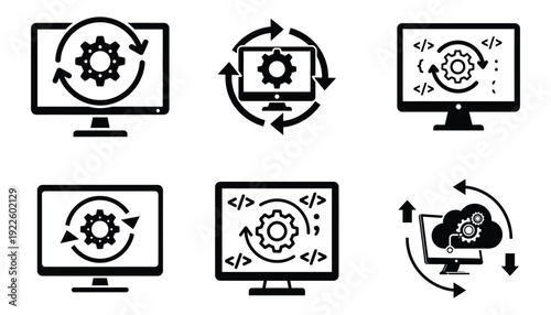 Legacy system update icons: modernization & upgrade vector set