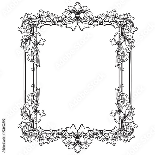 decorative vintage frame border with floral ornament illustration art