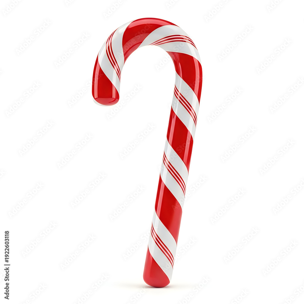 Obraz premium Classic Red and White Striped Candy Cane for Christmas Holidays