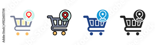 Store Location icon set multiple style collection