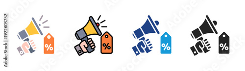 Discount Promotion icon set multiple style collection
