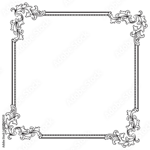 decorative vintage frame border with floral ornament illustration art