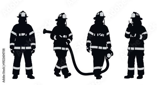 Firefighters in Uniform Standing Ready.