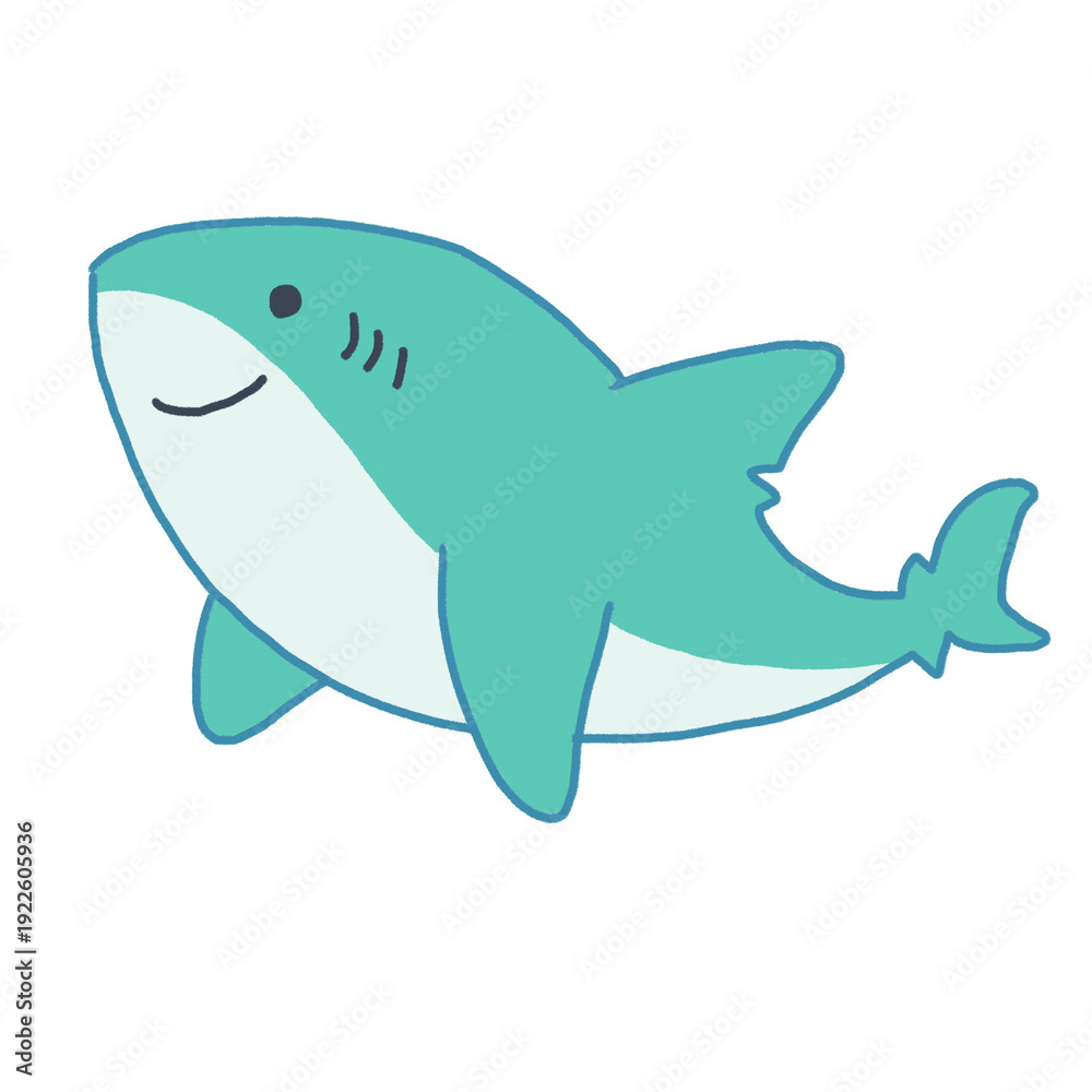 Obraz premium Cute Smiling Cartoon Shark Vector Illustration