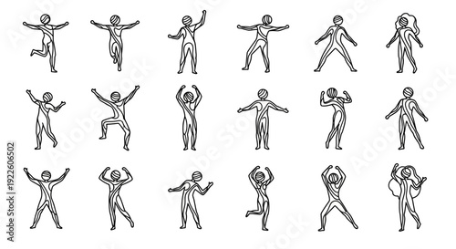 People dancing joyfully in various dynamic poses