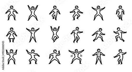 People dancing together in joyful movements illustration