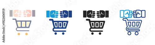 Shopping Basket icon set multiple style collection