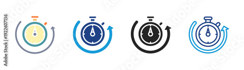 Time Management icon set multiple style collection
