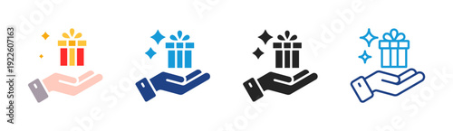 Gift Reward icon set multiple style collection