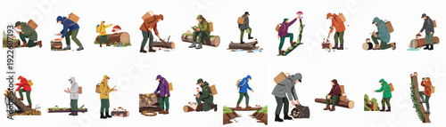 Mushroom Foraging Adventure: People Exploring Forests, Identifying and Collecting Fungi, enjoying Nature and Outdoor Hobbies.