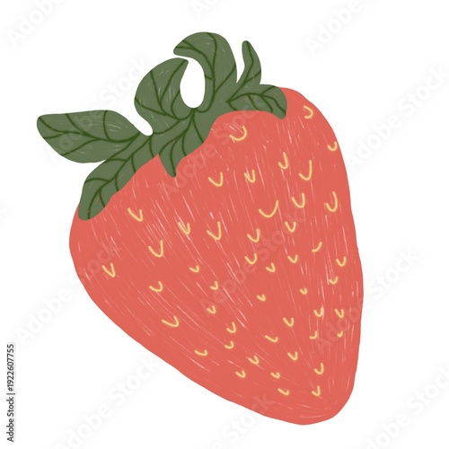 Hand Drawn Whole Strawberry – Minimal Berry Illustration for Food Design Collection