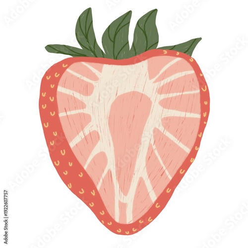 Hand Drawn Strawberry Half – Minimal Fruit Illustration in Modern Flat Style