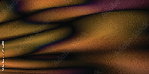 Black dark brown orange gold abstract luxury background. Silk satin fabric. Gradient ombre color. Curtain drapery fold line. Chocolate shade. Shiny glow glitter light. Design. Wide banner. Panoramic.