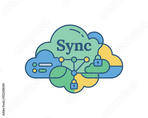 Cloud Sync Network Design with Padlocks and Connection Points